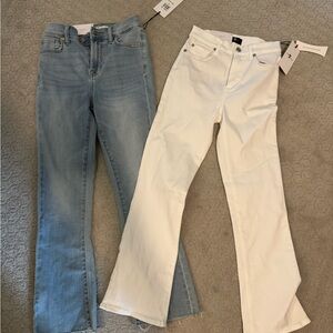 7 For All Mankind Light Blue and White Flare Jeans